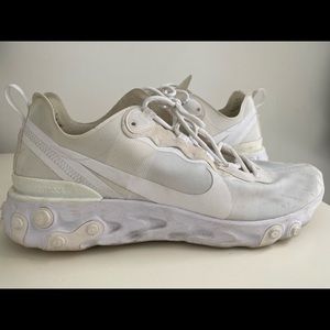 Nike React Element 55 Custom All White shoes